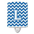 thumbnail image 1 of Letter L Chevron Blue & White Ceramic Night Light, 1 of 1
