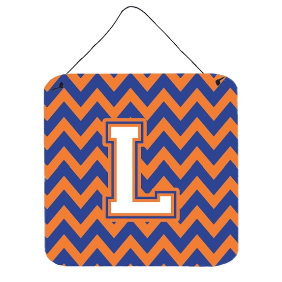 Letter L Chevron Blue and Orange 3 Wall or Door Hanging Prints