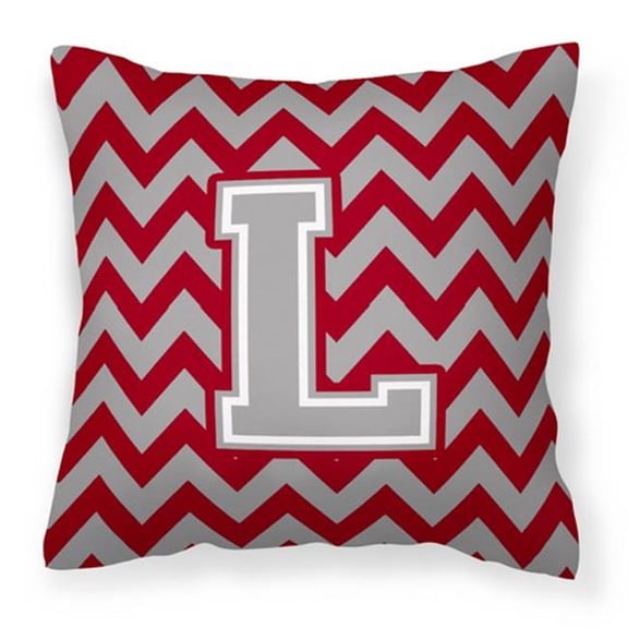 Letter L Chevron Crimson & Grey Fabric Decorative Pillow