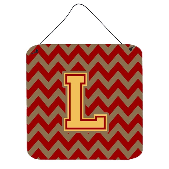 Letter L Chevron Garnet and Gold  Wall or Door Hanging Prints