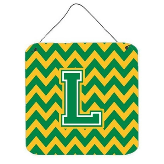 Letter L Chevron Green & Gold Wall or Door Hanging Prints