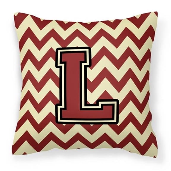 Letter L Chevron Maroon & Gold Fabric Decorative Pillow - Maroon & Gold - 14in. H x 3in. W x 14in. L