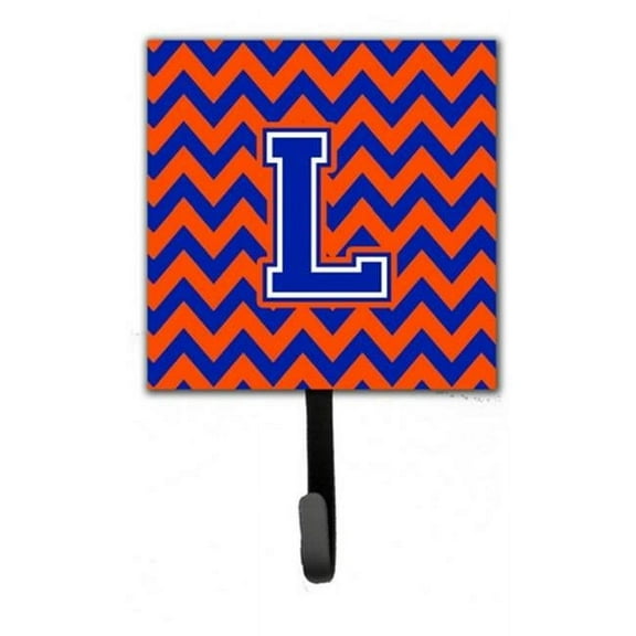 Letter L Chevron Orange & Blue Leash or Key Holder, 6 x 1.25 x 4.25 in.