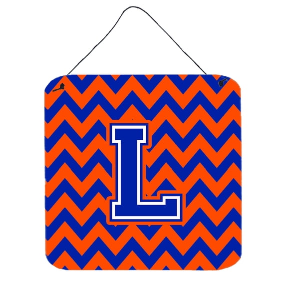 Letter L Chevron Orange and Blue Wall or Door Hanging Prints