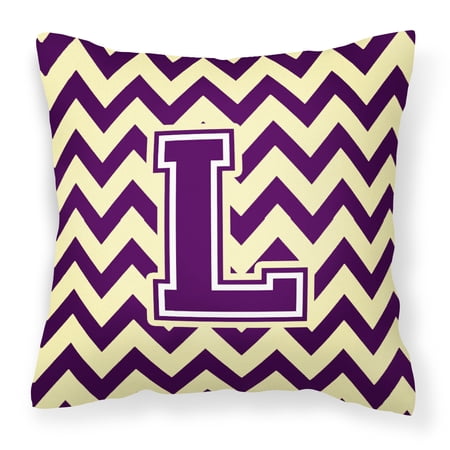 Letter L Chevron Purple and Gold Fabric Decorative Pillow