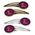 thumbnail image 1 of Letter L Chevron Yale Blue & Crimson Barrettes Hair Clips, 1 of 1