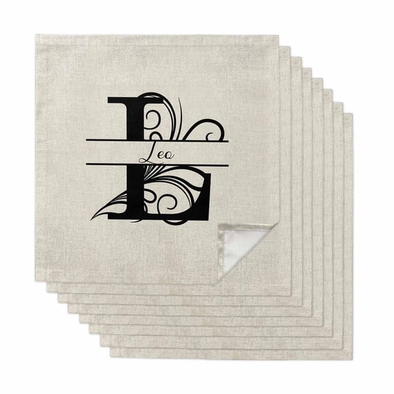 Letter L Cloth Napkins, Monogram Words Washable and Reusable Dinner Napkins Set of 8, Table Napkin for Kitchen Party Birthday Wedding Hotel Housewarming 20"x20"