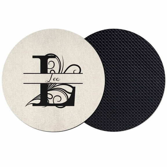 Letter L Coasters Set of 2, Soft Absorbent Coasters for Drinks, Monogram Words Non-Slip Cup Coaster Mat with Rubber Bottom for Home Kitchen Desk Coffee Bar Table Decor 4"