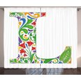thumbnail image 1 of Ambesonne Letter L Curtains 2 Panel Set, Leaf Blossom, 108" x 63", Multicolor, 1 of 3