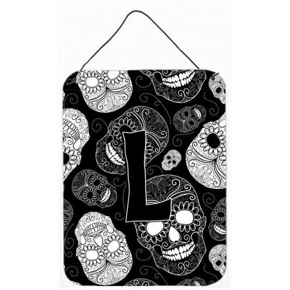 Letter L Day Of The Dead Skulls Black Wall and Door Hanging Prints