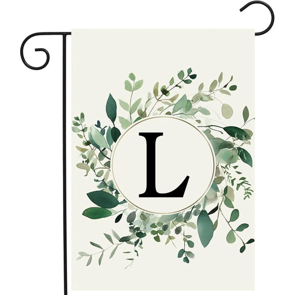 Letter L Double-Sided Garden Flag 12 x 18 In Small Floral Monogram Outdoor Decor