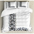 thumbnail image 1 of Letter L Duvet Cover Set Queen Size, Letter L with Football Theme Soccer Balls in Vertical and Horizontal Order, Decorative 3 Piece Bedding Set with 2 Pillow Shams, Black and White, by Ambesonne, 1 of 3