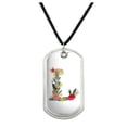 thumbnail image 1 of Letter L Floral Monogram Initial Military Dog Tag Pendant Necklace with Cord, 1 of 5