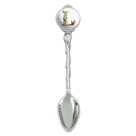 Letter L Floral Monogram Initial Novelty Collectible Demitasse Tea Coffee Spoon