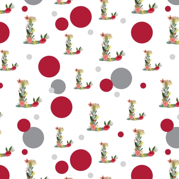 Letter L Floral Monogram Initial Premium Gift Wrap Wrapping Paper Roll