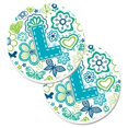 thumbnail image 1 of Letter L Flowers & Butterflies Teal Blue Set of 2 Cup Holder Car Coaster, 1 of 1