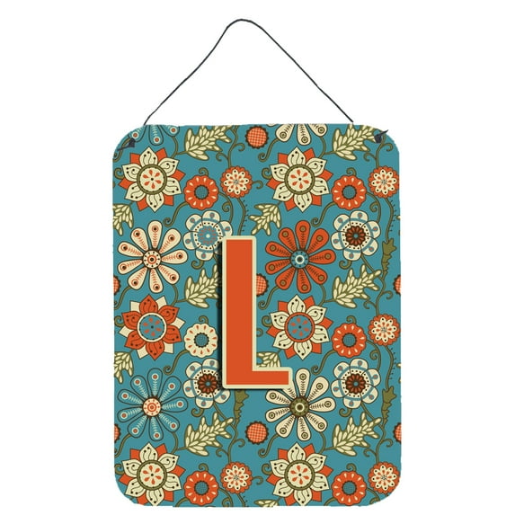 Letter L Flowers Retro Blue Wall or Door Hanging Prints