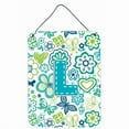 thumbnail image 1 of Letter L Flowers and Butterflies Teal Blue Wall or Door Hanging Prints, 1 of 7