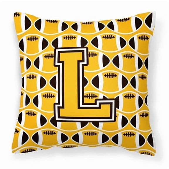 Letter L Football Black - Old Gold & White Fabric Decorative Pillow