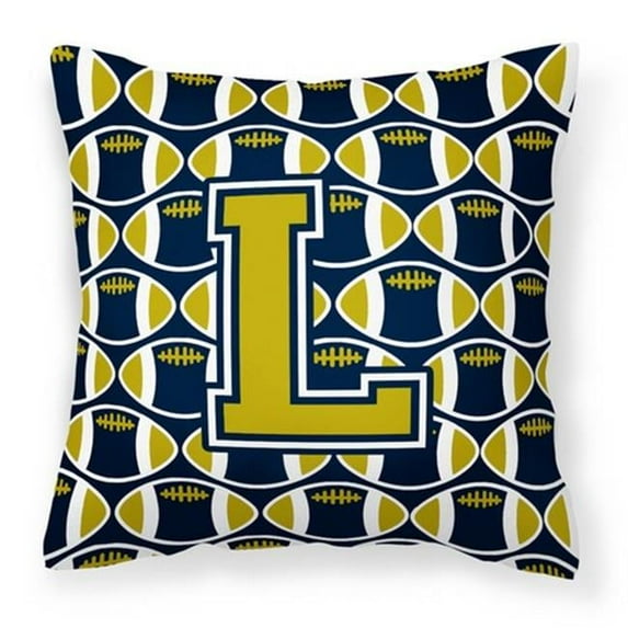 Letter L Football Blue and Gold Fabric Decorative Pillow