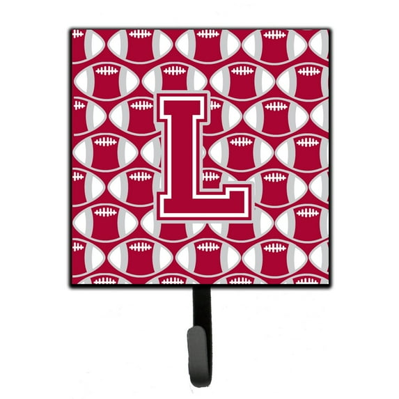 Letter L Football Crimson grey and white Leash or Key Holder