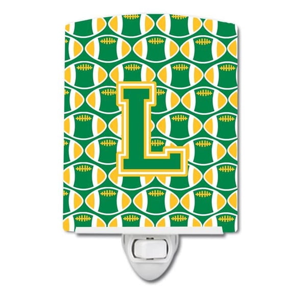 Letter L Football Green & Gold Ceramic Night Light