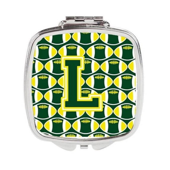 Letter L Football Green & Yellow Compact Mirror