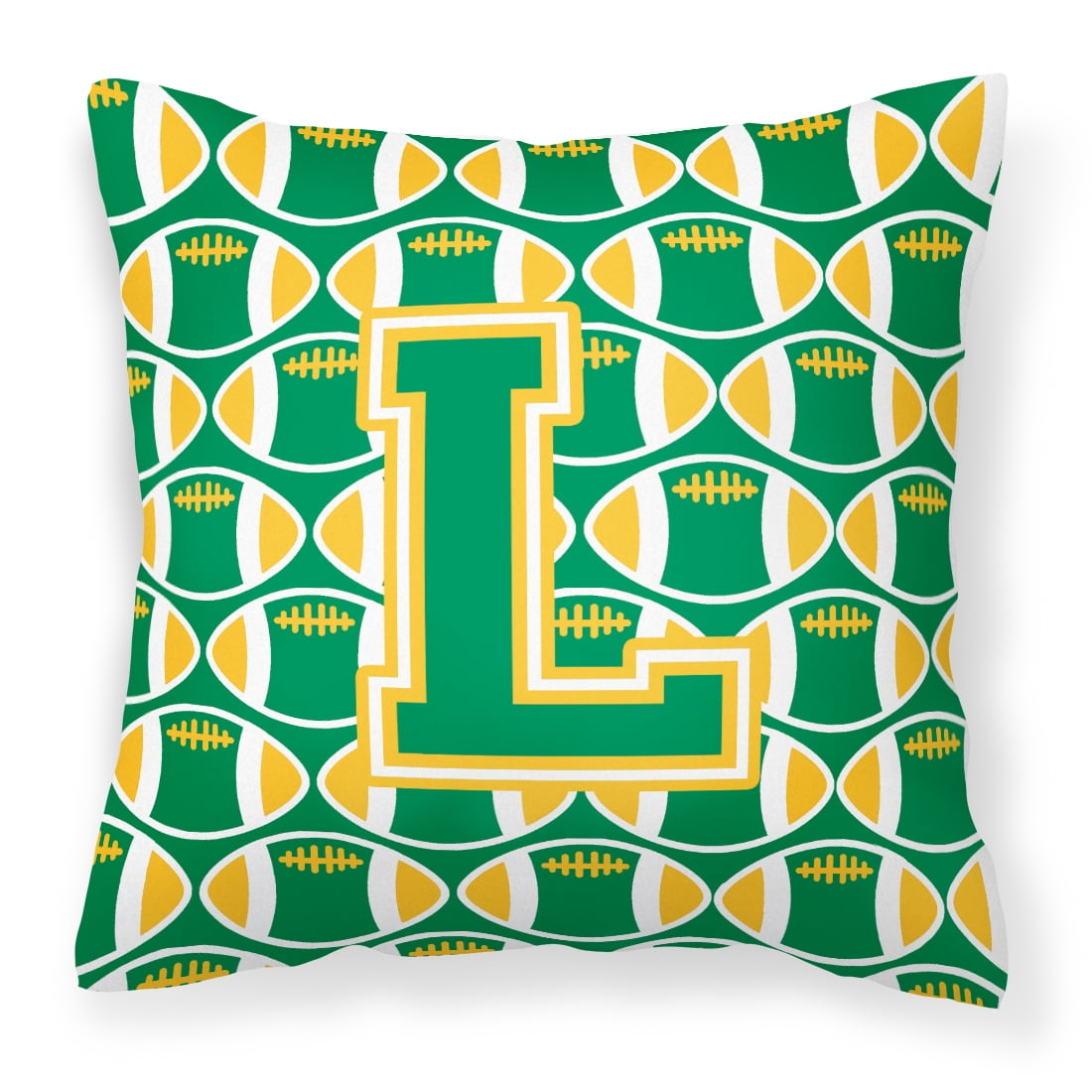 Letter L Football Green and Gold Fabric Decorative Pillow - Walmart.com