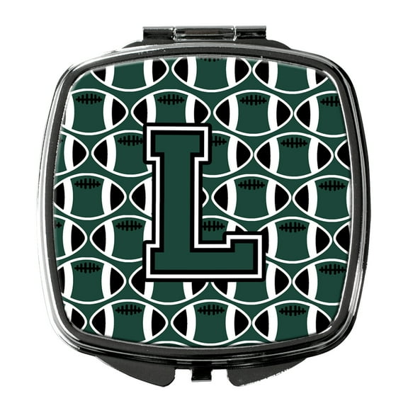 Letter L Football Green and White Compact Mirror CJ1071-LSCM