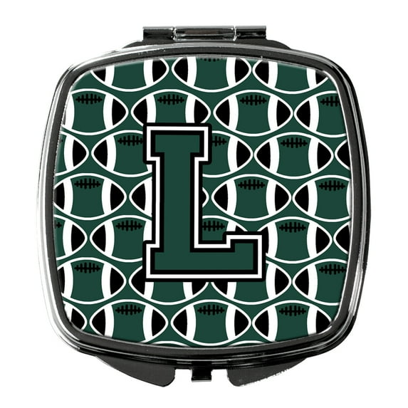 Letter L Football Green and White Compact Mirror CJ1071-LSCM