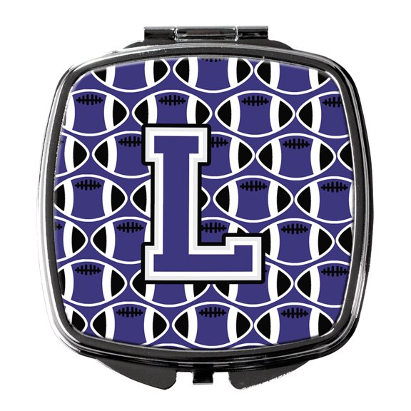 Letter L Football Purple and White Compact Mirror CJ1068-LSCM