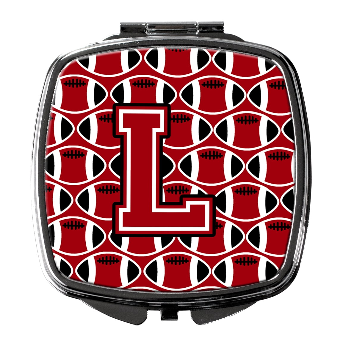 Letter L Football Red Black and White Compact Mirror CJ1073-LSCM