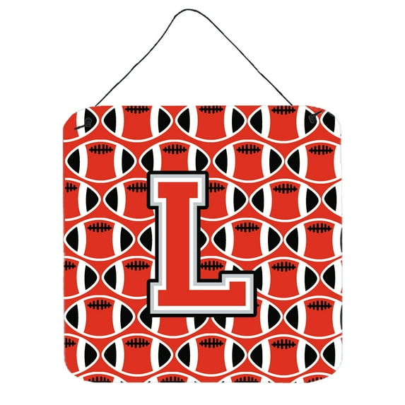 Letter L Football Scarlet and Grey Wall or Door Hanging Prints