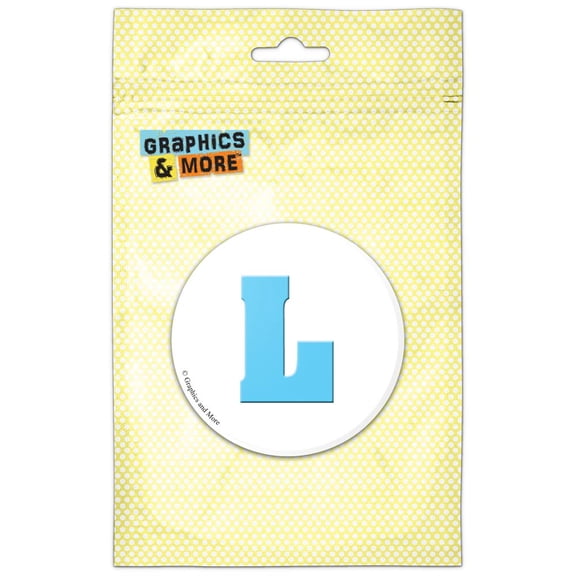 Letter L Initial Baby Boy Block Font Blue Shower Refrigerator Button Magnet