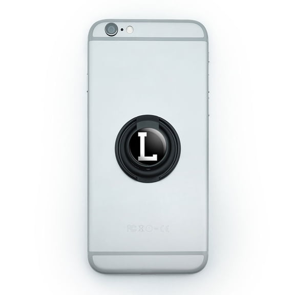 Letter L Initial Black White Mobile Phone Ring Holder Stand