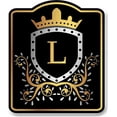thumbnail image 1 of Letter L Initial Fancy Gold Crown BLACK Aluminum Composite Sign 15''x18'', 1 of 9