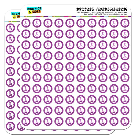 Letter L Initial Flower Purple 1/2" (0.5") Scrapbooking Crafting Stickers