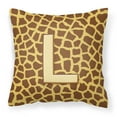 thumbnail image 1 of Letter L Initial Monogram - Giraffe Fabric Decorative Pillow, 1 of 4