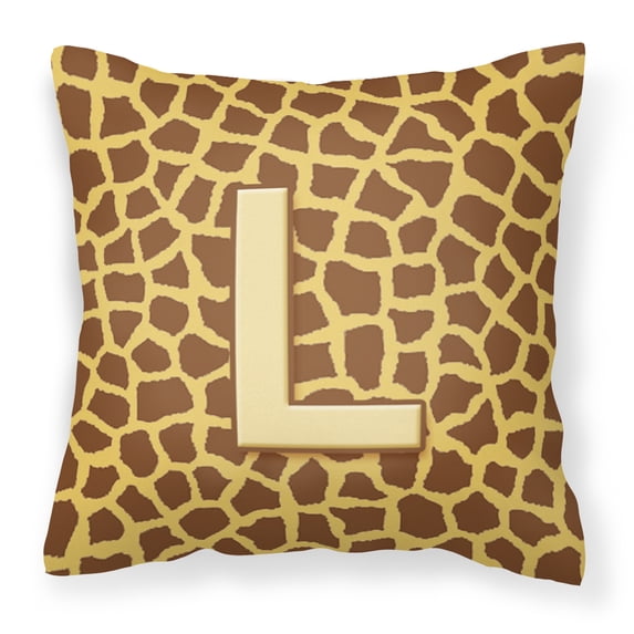 Letter L Initial Monogram - Giraffe Fabric Decorative Pillow
