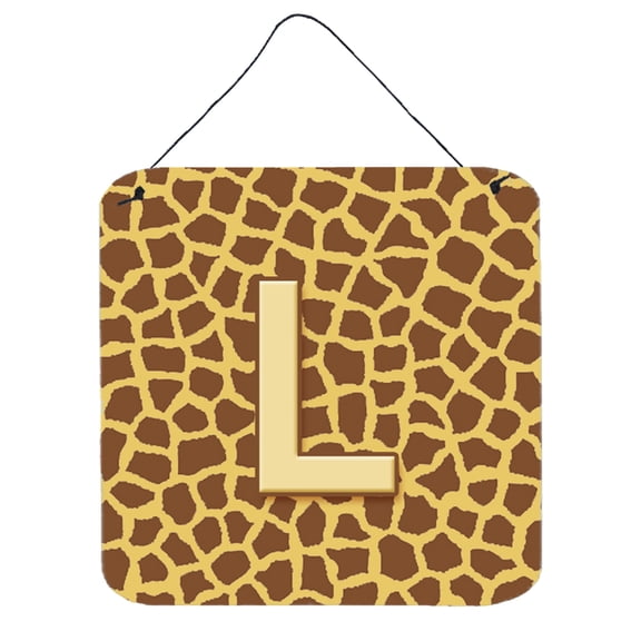 Letter L Initial Monogram - Giraffe Wall or Door Hanging Prints