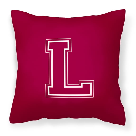 Letter L Initial Monogram - Maroon and White Fabric Decorative Pillow