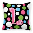 thumbnail image 1 of Letter L Initial Monogram - Polkadots and Pink Fabric Decorative Pillow, 1 of 4