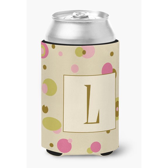 Letter L Initial Monogram - Tan Dots Can or Bottle Hugger