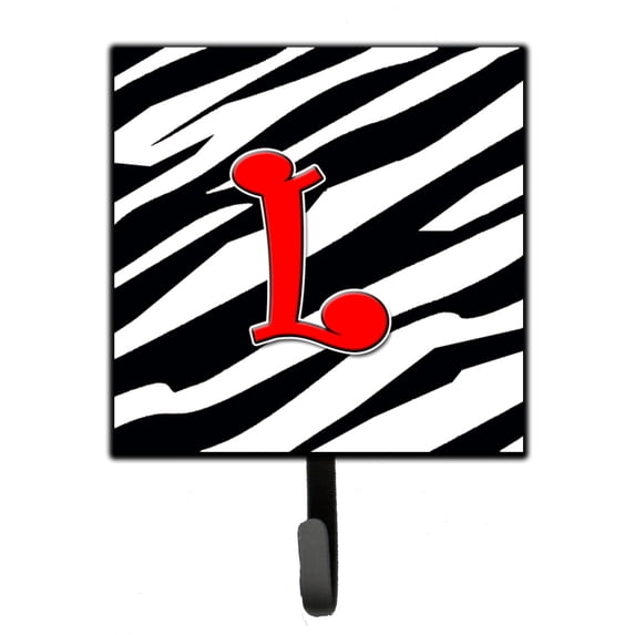 Letter L Initial Monogram - Zebra Red Leash or Key Holder