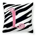 thumbnail image 1 of Letter L Initial  Zebra Stripe and Pink Fabric Decorative Pillow, 1 of 4