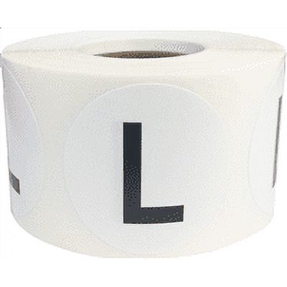 Letter L Inventory Labels 1.5 inch Round Circle Dots 500 Adhesive Stickers