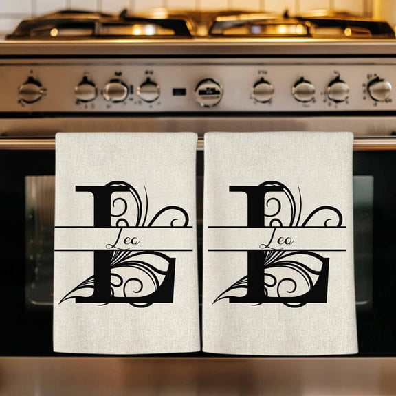 Letter L Kitchen Towels Set of 1, Monogram Words Absorbent Dish Towels for Kitchen, Microfiber Hand Towel, Quick Drying Tea Towel for Cleaning Decorative Dishcloths