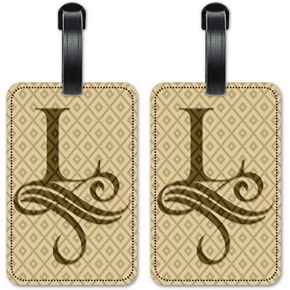 Letter "L" Monogram - Luggage ID Tags / Suitcase Identification Cards - Set of 2