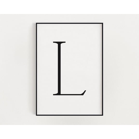 Letter L Monogram Typography Initial Nursery Home Wall Art Poster Decor