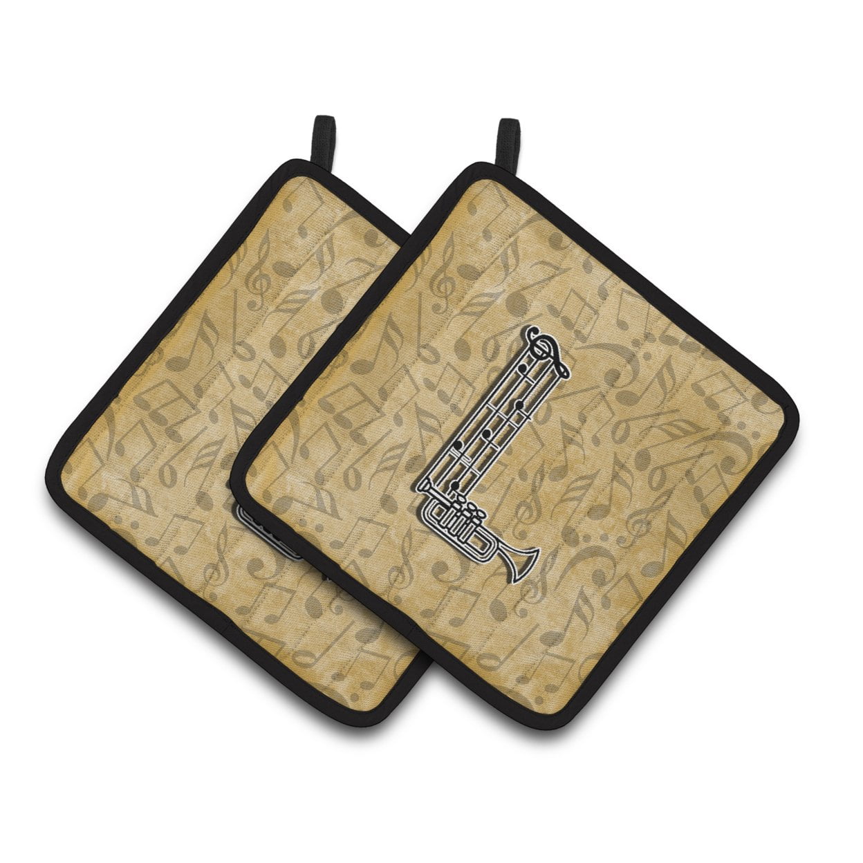 Letter L Musical Instrument Alphabet Pair of Pot Holders